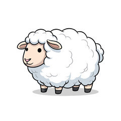 Obraz premium Cute Fluffy Sheep Cartoon Character Illustration
