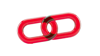 Red chain links on white background