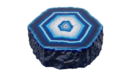 Blue Agate Slice with Hexagonal Pattern