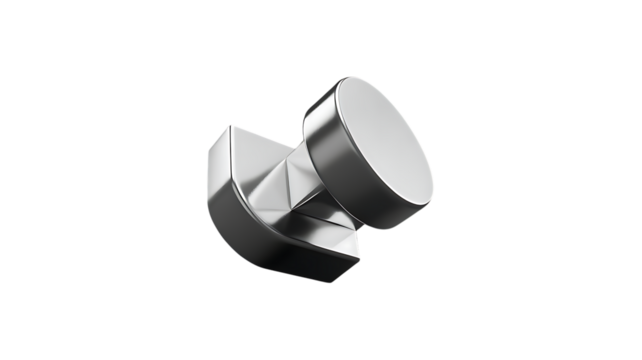 Minimalist Silver Geometric Shape Floating Against transparent Background metallic cylinder cube - Powered by Adobe