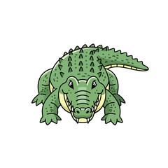 Fototapeta premium Cute Green Crocodile Cartoon Illustration