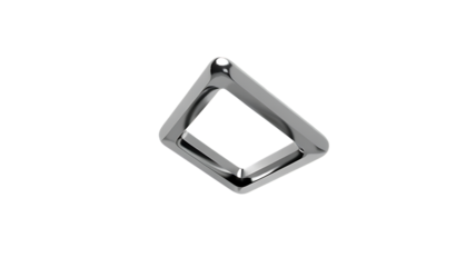 Minimalist Silver Geometric Shape Floating Against transparent Background metallic