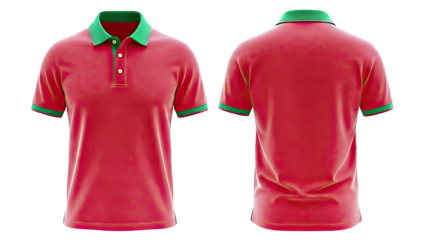 Red and Green Trim Polo Shirt Mockup