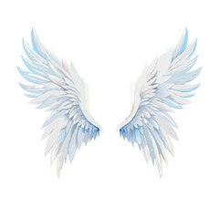 Vector illustration of white angel wings with elegant bird feathers isolated on a white background for a flying eagle tattoo or romantic valentine heart logo design element