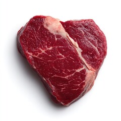 Fototapeta premium Raw beef steak isolated on white background with clear texture