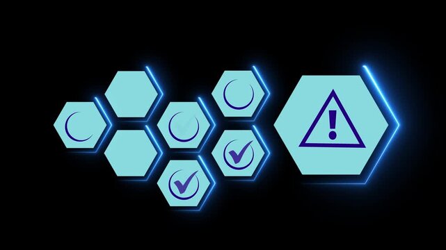 Error warning concept on the black background. Warning system for notification error and maintenance. Motion graphics of Incident, risk, contingency management. 4k video animation.