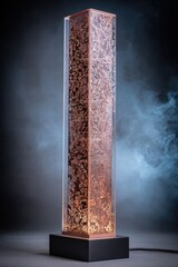 Tall Rose Gold Acrylic Lamp With Glowing Bubbles