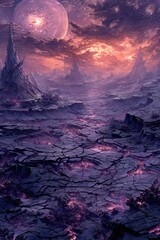 Colorful Pixelated Alien Planet Landscape