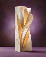 Abstract Carved Marble Lamp with Illumination