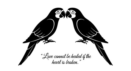 Obraz premium An artistic vector illustration of two black bird silhouettes like crows or ravens perched as a love couple on a winter branch over a white background