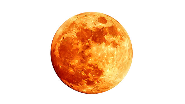 Vibrant orange planet isolated on transparent background
