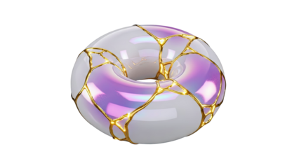 Iridescent Torus with Gold Kintsugi Repair