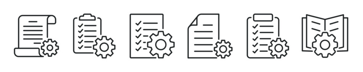 Task and process thin line icon set. Web minimal editable stroke icons