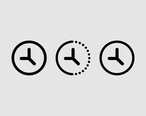 Clock icon set showing time passing time lapse or countdown timer in minimalist flat design style for business presentations project management deadline reminders and infographic elements time managem