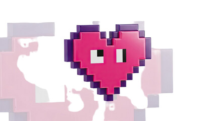 Obraz premium 3D Pixel Art Heart with Pink and Purple Colors