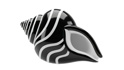 Abstract Black and White Striped Seashell Sculpture