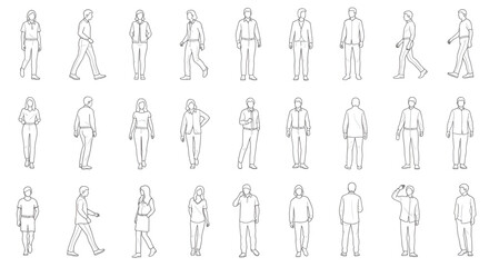 CAD People Outlines Vector &ndash; Standing, Walking, Talking Human Figures for Architecture and Landscape Design