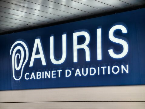 Montreux,Switzerland-Oct.2nd 2025: AURIS (Auris Cabinet d'Audition) company brand logo 