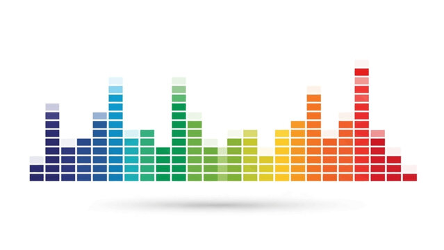 Colorful sound wave equalizer representing audio frequency and music spectrum visualization