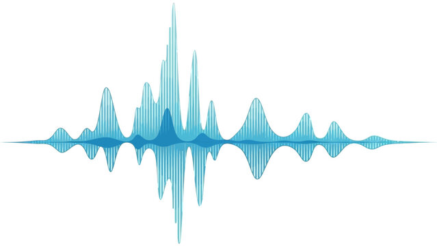 Sound wave visualization with blue hues reflecting sound amplitude and frequency over time