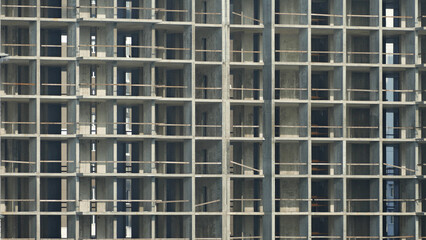 Cement frame of a high rise building under construction. Textured stock photo for modern construction illustration