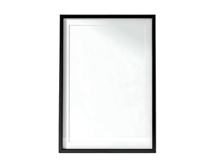 Obraz premium Sleek, modern black picture frame on a dark background, showcasing a blank white mat