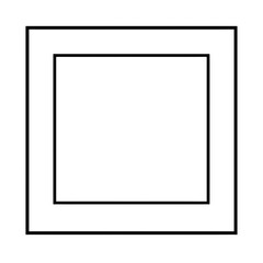 Fototapeta premium Minimalist graphic design featuring concentric square frames with thin white borders on a solid black background, creating a clean and modern visual element for design projects.