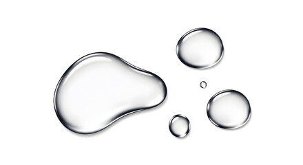 Clear Water Splash and Droplets Illustration on Clean White Background