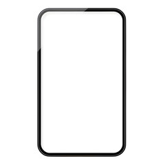 Modern smartphone with blank white screen and rounded corners, isolated on black background, ready for design mockups and app presentations