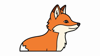 Obraz premium A simple cartoon illustration of a red fox in profile on a white background