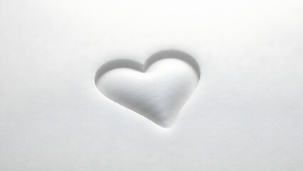 Fototapeta premium Minimalist white heart shape on soft blurred pink background for Valentine's Day love celebration