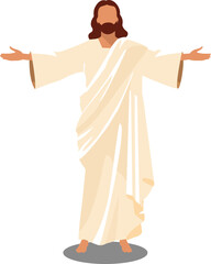 Jesus Christ with Open Arms Cartoon Illustration