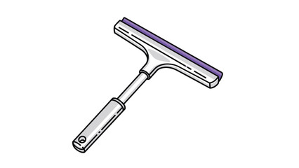 Professional window cleaning squeegee tool with a silver handle and a purple rubber blade shown from an isometric perspective.
