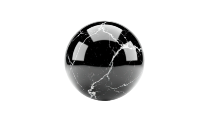 Glossy Black Marble Egg on White Background