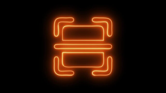 Neon finger print animation on black background. scan QR code barcode animation on black background, QR code scanner animated.