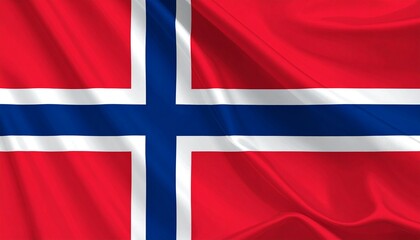 Obraz premium Norway flag with red field and blue cross outlined in white, shifted toward hoist.