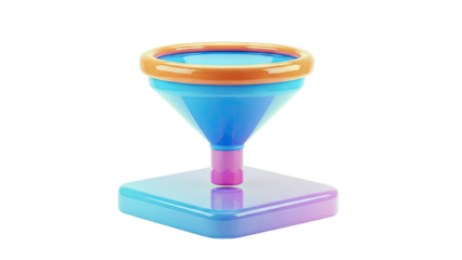 3D Rendered Funnel with Gradient Colors