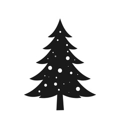 Fototapeta premium Black christmas tree with snowflakes illustration