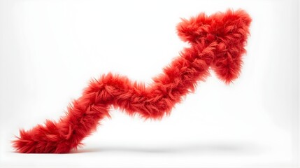 Red knitted wool arrow pointing up