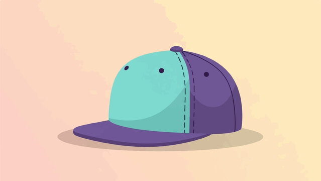 A minimalist flat design of a turquoise and purple baseball cap