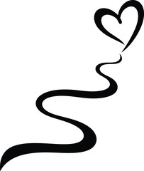 Obraz premium Valentine's Day Minimal Romantic Heart Trail Vector Illustration Silhouette Design Artwork