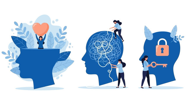 Abstract Concepts of Mental Health, Therapy, and Emotional Well-being Explored