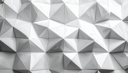 Geometric 3D wall with faceted triangular metallic surface and dynamic lighting.