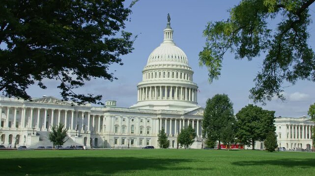 United States Capitol dome in Washington. American democracy centered at the Capitol. Congress and Senate headquarters in Washington. Capitol Hill in Washington DC USA.