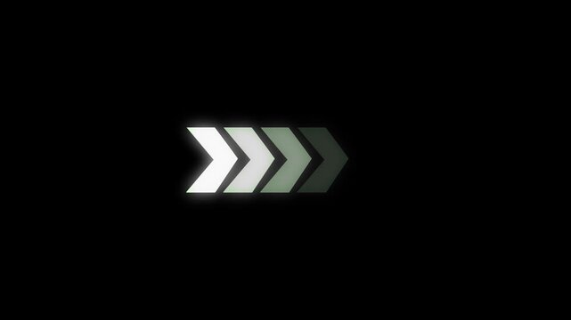white arrow on black background, Animated directional white arrow for the overlay concept