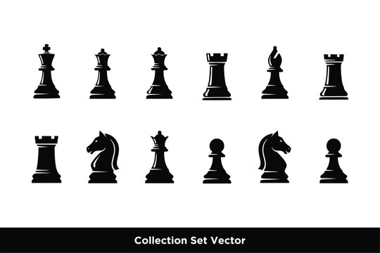 Chess logo Collection Set Vector Illustration