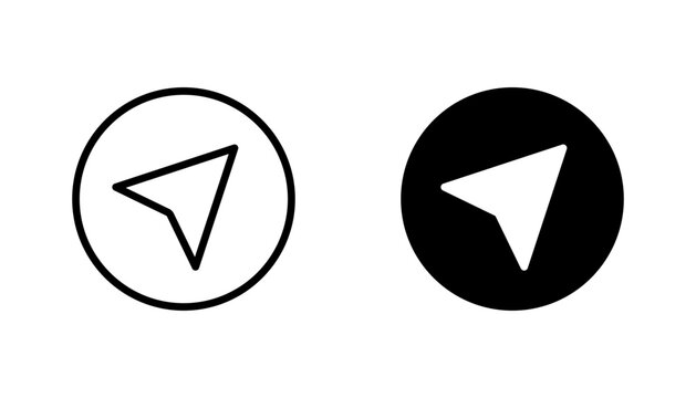 Outline and filled send icon set for navigation, location, and messaging applications