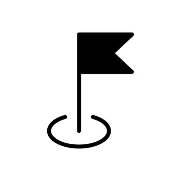 Black silhouette of a flag pin marker icon for location and goal indication
