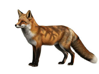 Fototapeta premium Realistic illustration of a red fox standing isolated on transparent background