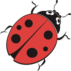 Obraz premium A vibrant illustration of a red ladybug with distinctive black spots and delicate outstretched legs